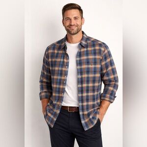 HAGGAR Men’s Plaid Button-Up Shirt 100% Cotton size XXL